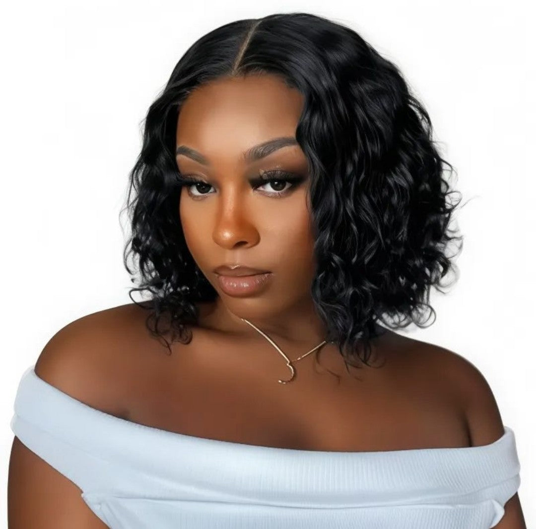 10 Inch Brazilian Deep Wave Curly Bob Wig 4x4 Glueless Lace Closure Wigs